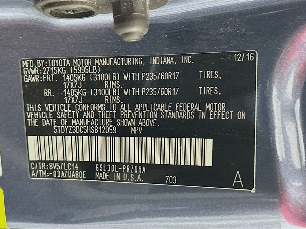 2017 Toyota Sienna L 7 Passenger