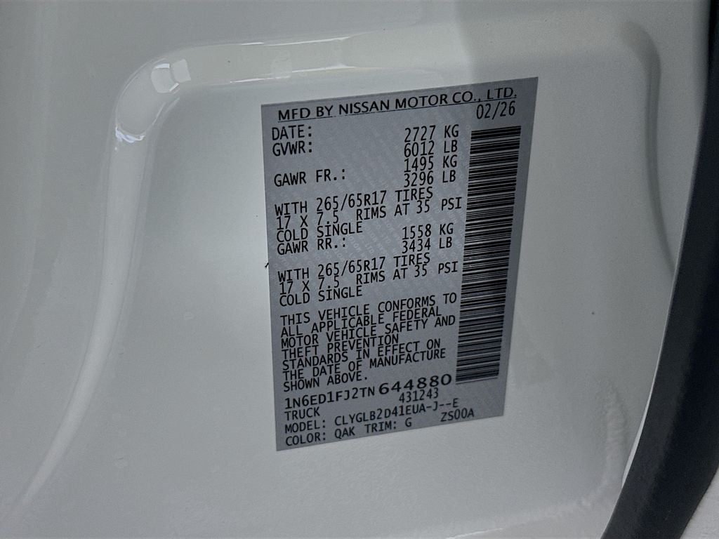 2026 Nissan Frontier SV Dark Armor